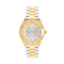 Montre O Watch Bright Argenté - Boîtier Jaune - Cadran Argenté - Bracelet Noir - Mécanisme en Quartz - Pour Femme - Histoire d'Or