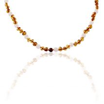 Collier Ditte Ambre Quartz - Pour Enfant - Pierre en Ambre de forme Baroque - Histoire d'Or