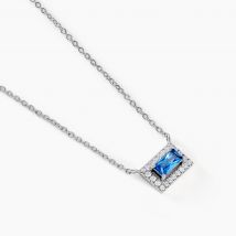 Collier Rio Argent Blanc Oxyde De Zirconium - Pour Femme - Pierre en Oxyde de Zirconium de forme Rectangle - Motif Rectangle - Histoire d'Or