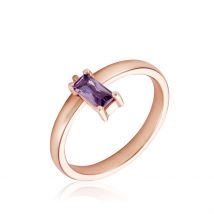 Bague Purple Mood Argent Rose Oxyde De Zirconium - Pour Femme - Pierre en Oxyde de Zirconium de forme Trapeze - Motif Rectangle - Histoire d'Or