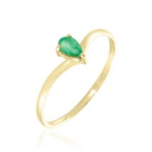Bague Solitaire Goutte Or Jaune Emeraude - Pour Femme - Pierre en Emeraude de forme Poire - Motif Goutte - Histoire d'Or