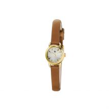 Montre Lip Henriette 19 Argenté - Boîtier Jaune - Cadran Argenté - Bracelet Marron - Mécanisme en Quartz - Pour Femme - Histoire d'Or