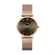 Montre Cluse Minuit Chocolat - Boîtier Rose - Cadran Marron - Bracelet Rose - Mécanisme en Quartz - Pour Femme - Histoire d'Or