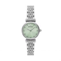 Montre Emporio Armani Vert - Boîtier Blanc - Cadran Vert - Bracelet Argenté - Mécanisme en Quartz - Pour Femme - Histoire d'Or