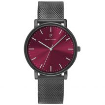 Montre Pierre Lannier Essential Bordeaux - Boîtier Gris - Cadran Rose - Bracelet Gris - Mécanisme en Quartz - Pour Homme - Histoire d'Or