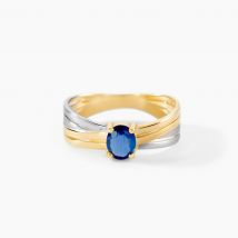 Bague Hannah Or Bicolore Saphir - Pour Femme - Pierre en Saphir de forme Ovale - Histoire d'Or