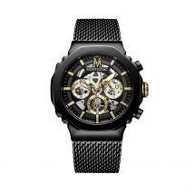 Montre Montignac Octagon Noir - Boîtier Noir - Cadran Noir - Bracelet Noir - Mécanisme en Quartz - Pour Homme - Histoire d'Or