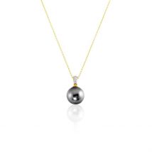 Collier Jodocus Or Jaune Perle De Tahiti Oxyde Zirconium - Pour Femme - Pierre en Perle tahiti de forme Ronde - Histoire d'Or