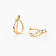 Créoles Hekate Or Jaune Strass - Pour Femme - Pierre en Strass de forme Ronde - Histoire d'Or