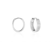 Créoles Argent Blanc Taki Oxydes De Zirconium - Pour Femme - Pierre en Oxyde de Zirconium de forme Ronde - Histoire d'Or