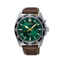 Montre Seiko Sport Vert - Boîtier Argenté - Cadran Vert - Bracelet Marron - Mécanisme en Kinétique - Pour Homme - Histoire d'Or