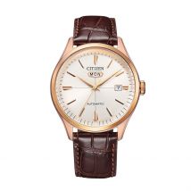 Montre Citizen C7 Mechanical Blanc - Boîtier Jaune - Cadran Blanc - Bracelet Marron - Mécanisme en Automatique - Pour Homme - Histoire d'Or