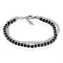 Bracelet Magalos Acier Blanc Onyx - Pour Homme - Pierre en Onyx de forme Ronde - Histoire d'Or