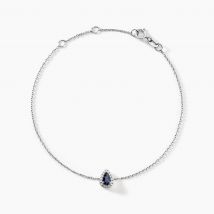 Bracelet Pluie D'Eclat Or Blanc Saphir Et Diamant - Pour Femme - Pierre en Saphir de forme Poire - Motif Amande - Histoire d'Or