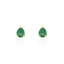 Boucles D'oreilles Puces Or Jaune Isador Emeraude - Pour Femme - Pierre en Emeraude de forme Poire - Histoire d'Or