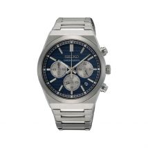Montre Seiko Sport Bleu - Boîtier Blanc - Cadran Blanc - Bracelet Argenté - Mécanisme en Quartz - Pour Homme - Histoire d'Or