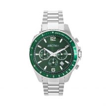 Montre Arctik Acme Vert - Boîtier Blanc - Cadran Vert - Bracelet Argenté - Mécanisme en Quartz - Pour Homme - Histoire d'Or