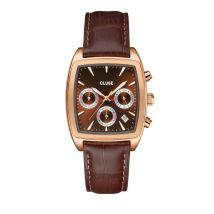 Montre Cluse Quartaut Chrono Marron - Boîtier - Cadran Marron - Bracelet Marron - Mécanisme en Quartz - Pour Homme - Histoire d'Or