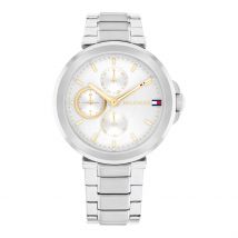 Montre Tommy Hilfiger Lori Blanc - Boîtier Blanc - Cadran Blanc - Bracelet Argenté - Mécanisme en Quartz - Pour Femme - Histoire d'Or