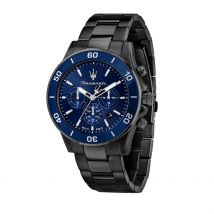 Montre Maserati Competizione Bleu - Boîtier Noir - Cadran Blanc - Bracelet Gris - Mécanisme en Quartz - Pour Homme - Histoire d'Or