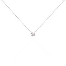 Collier Victoria Or Blanc Diamant - Pour Femme - Pierre en Diamant de forme Ronde - Histoire d'Or