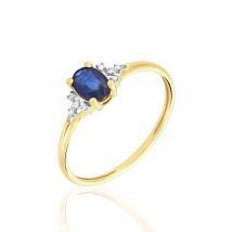 Bague Or Jaune Marie Saphir Diamants - Pour Femme - Pierre en Saphir de forme Ovale - Histoire d'Or