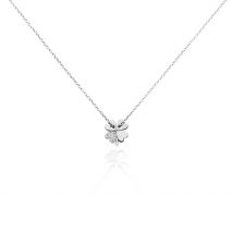 Collier Argent Tancrede Oxydes De Zirconium - Pour Femme - Pierre en Oxyde de Zirconium de forme Ronde - Motif Trèfle - Histoire d'Or