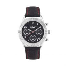 Montre Upp Lucas Noir - Boîtier Blanc - Cadran Noir - Bracelet Bicolore - Mécanisme en Quartz - Pour Unisex - Histoire d'Or