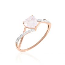 Bague Clothilde Or Rose Quartz Et Oxyde - Pour Femme - Pierre en Quartz de forme Coeur - Motif Cœur - Histoire d'Or