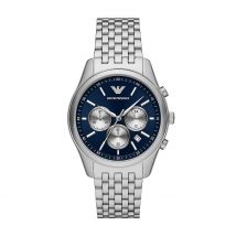Montre Emporio Armani Bleu - Boîtier Blanc - Cadran Blanc - Bracelet Argenté - Mécanisme en Quartz - Pour Homme - Histoire d'Or