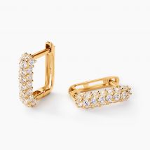 Créoles Alexus Or Jaune Oxyde De Zirconium - Pour Femme - Pierre en Oxyde de Zirconium de forme Ronde - Histoire d'Or