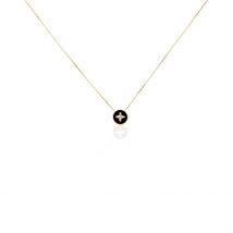 Collier Talisman Or Jaune Agate Diamant - Pour Femme - Pierre en Agate de forme Ronde - Motif Cercle - Histoire d'Or