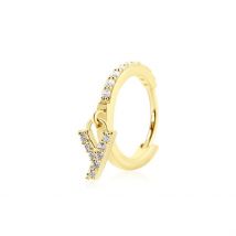Créole Unitaire Léria Or Jaune Oxydes De Zirconium - Pour Femme - Pierre en Oxyde de Zirconium de forme Ronde - Motif Y - Histoire d'Or