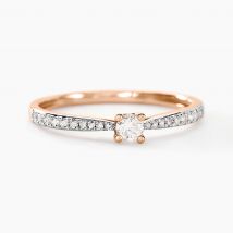 Bague Solitaire Hemera Or Rose Diamant - Pour Femme - Pierre en Diamant de forme Ronde - Histoire d'Or
