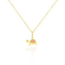 Collier Cali Tortue Or Jaune - Pour Enfant - Pierre en Smalto de forme Ronde - Motif Tortue - Histoire d'Or