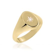 Chevalière Gwennen Plaqué Or Oxyde De Zirconium - Pour Femme - Pierre en Oxyde de Zirconium de forme Ronde - Histoire d'Or