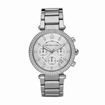 Montre Michael Kors Parker Chrono Argent - Boîtier Blanc - Cadran Nacre - Bracelet Argenté - Mécanisme en Quartz - Pour Femme - Histoire d'Or