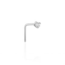 Piercing De Nez Fethi Serti Griffe Or Blanc Oxyde De Zirconium - Pour Femme - Pierre en Oxyde de Zirconium de forme Ronde - Histoire d'Or