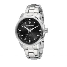 Montre Maserati Successo Noir - Boîtier Blanc - Cadran Noir - Bracelet Argenté - Mécanisme en Quartz - Pour Homme - Histoire d'Or