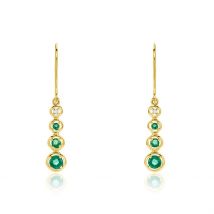 Boucles D'oreilles Pendantes Josephine Or Jaune Emeraude - Pour Femme - Pierre en Emeraude de forme Ronde - Motif Barrette - Histoire d'Or