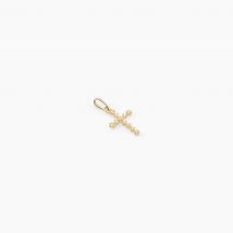 Pendentif Or Jaune Lucinien Oxyde De Zirconium - Pour Famille - Pierre en Oxyde de Zirconium de forme Ronde - Motif Croix religieuse - Histoire d'Or