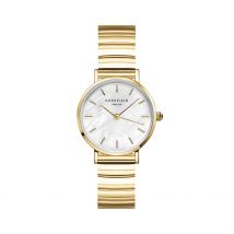 Montre Rosefield Small Edit Nacre Blanche - Boîtier Jaune - Cadran Bicolore - Bracelet Doré - Mécanisme en Quartz - Pour Femme - Histoire d'Or