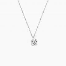 Collier Amalthee Argent Blanc Oxyde De Zirconium - Pour Femme - Pierre en Oxyde de Zirconium de forme Ronde - Motif Zodiaque-Gemeaux - Histoire d'Or