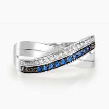 Bague Martika Or Blanc Saphir Diamant - Pour Femme - Pierre en Saphir de forme Ronde - Histoire d'Or