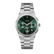 Montre Cluse Vigoureux Chrono Vert - Boîtier Blanc - Cadran Vert - Bracelet Argenté - Mécanisme en Quartz - Pour Homme - Histoire d'Or