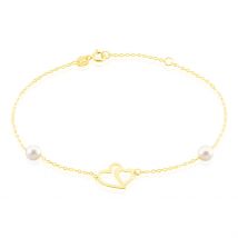 Bracelet Cenzo Or Jaune Perles De Culture - Pour Femme - Pierre en Perle de culture de forme Ronde - Motif Cœur - Histoire d'Or