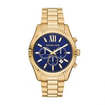Montre Michael Kors Lexington Bleu - Boîtier Jaune - Cadran Blanc - Bracelet Doré - Mécanisme en Quartz - Pour Homme - Histoire d'Or