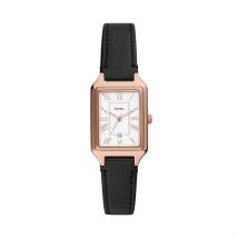 Montre Fossil Raquel Blanc - Boîtier Rose - Cadran Blanc - Bracelet Noir - Mécanisme en Quartz - Pour Femme - Histoire d'Or
