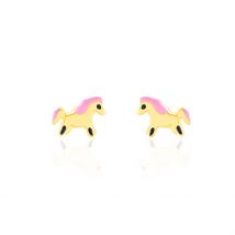 Boucles D'oreilles Puces Heldea Cheval Or Jaune - Pour Enfant - Histoire d'Or