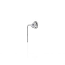 Piercing De Nez Demetrie Or Blanc Diamant - Pour Femme - Pierre en Diamant de forme Ronde - Motif Cœur - Histoire d'Or